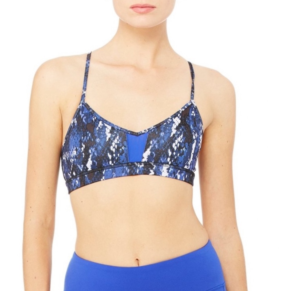 ALO Yoga Snakeskin Sports Bra Blue Size Medium